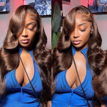 Aliannabelle #4 Dark Brown Chocolate Colored Wig 13x4 Human Hair Wigs Body Wave Wigs